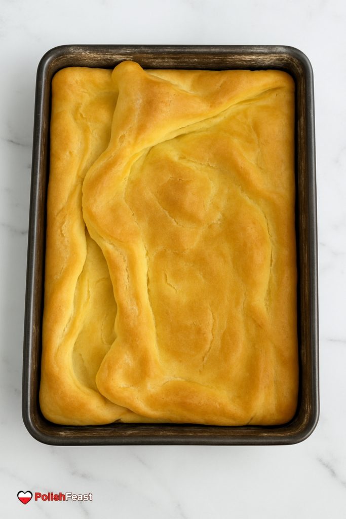 Choux Pastry for Karpatka, in a baking dish.