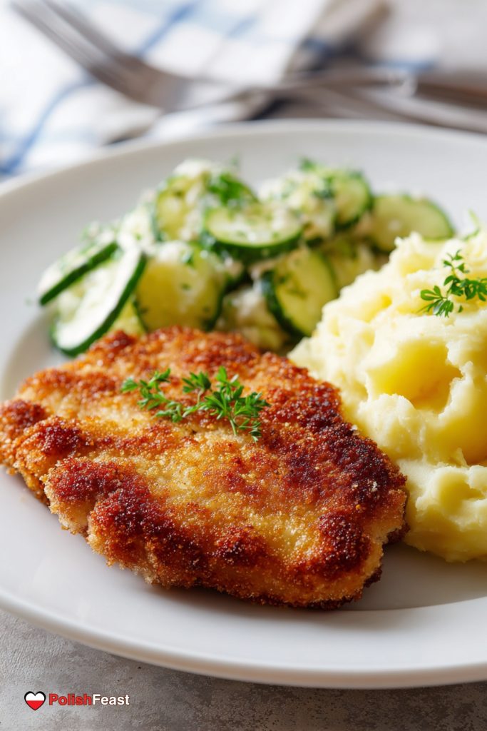 Котлет Шабовий, подається з картопляним пюре та мізерією.