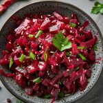 Polish Beet Salad - Buraczki, in a bowl.