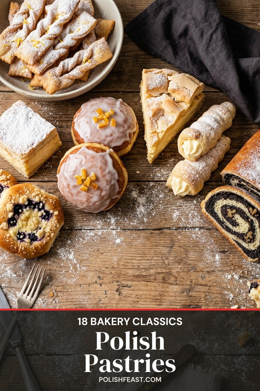 18 Polish pastries - paczki, faworki, drozdzowki, kremowka, karpatka, makowiec and more